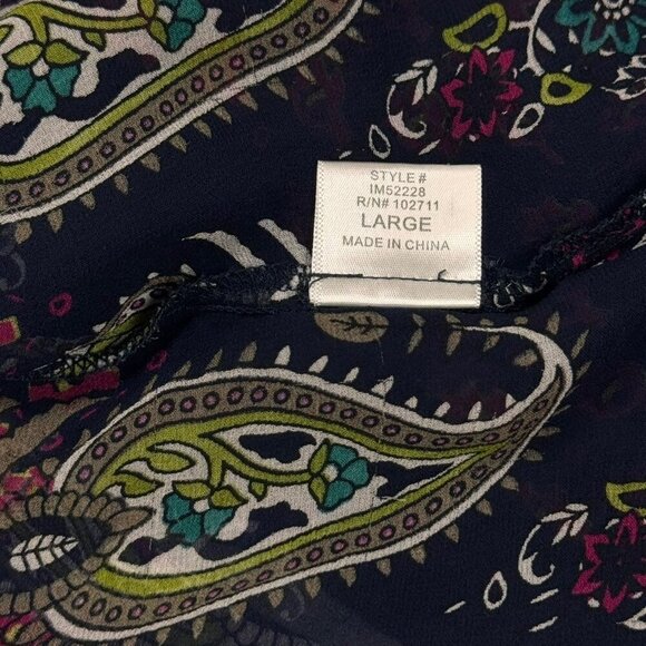 Whimsigoth Blouse Sz.L 100% Silk Printed Paisley Sheer Peasant Festival Boho - Picture 9 of 11